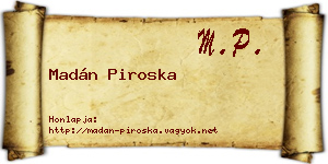 Madán Piroska névjegykártya